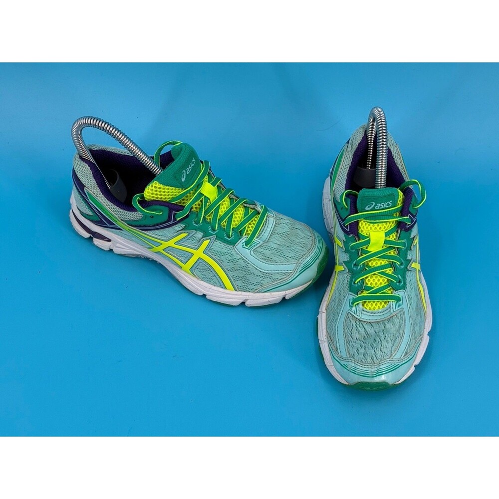 ASICS GT-1000 4 GS Big Kids 4.5 Mint Blue Yellow Green Running Shoes C558N